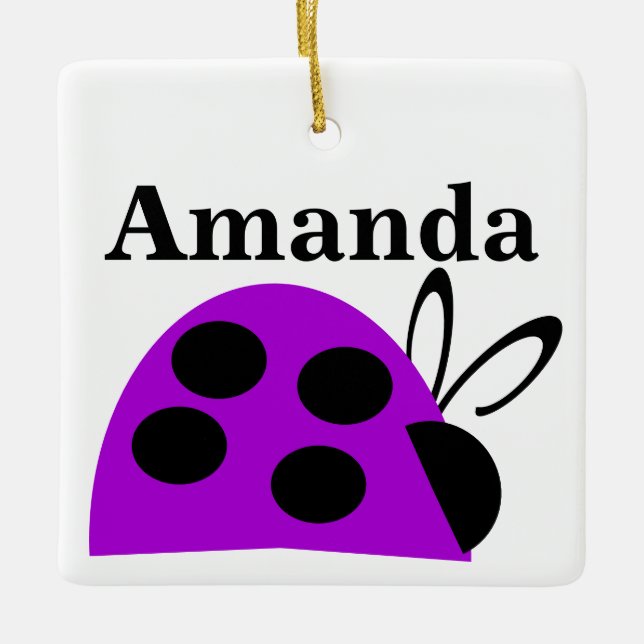 Ornement En Céramique Personalisé Ladybug mou violet (Devant)
