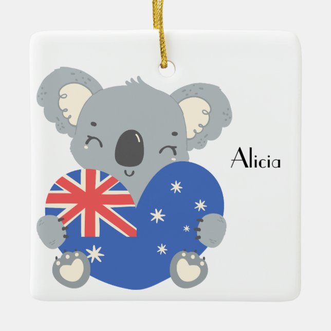 Ornement En Céramique Personalized Cute Koala Australian Christmas (Devant)