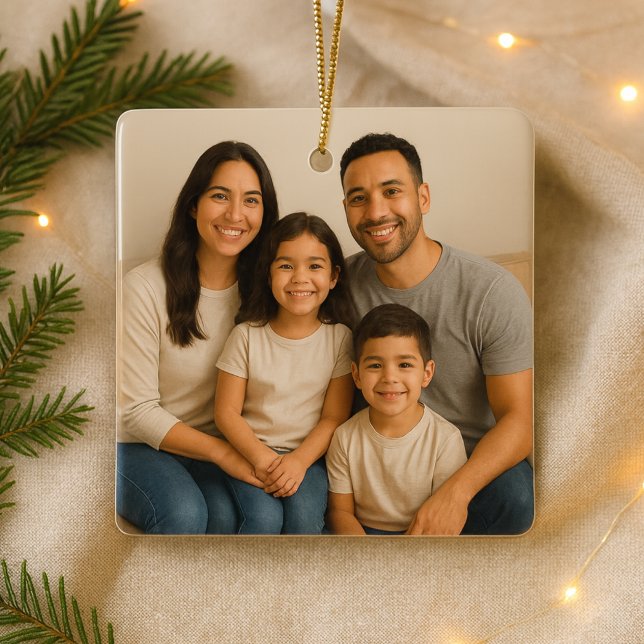 Ornement En Céramique Personalized Double-Sided Family Photo Christmas (Créateur téléchargé)