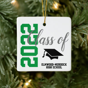 Ornement En Céramique Personalized Green High School Graduation