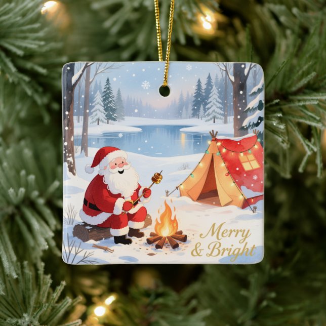 Ornement En Céramique Personalized Santa Winter Camping Christmas (Arbre)