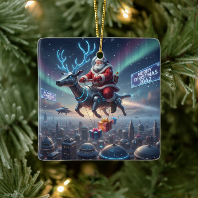 Ornement En Céramique Personalized Santa's High-Tech Delivery Drone (Arbre)