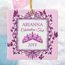 Personalized Violet Tiara & Butterflies Keepsake