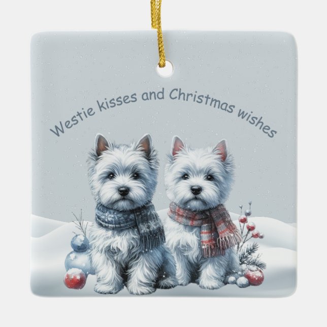 Ornement En Céramique Personalized Westies Christmas Ornament (Devant)