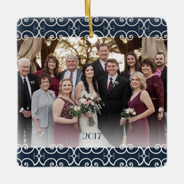 Ornement En Céramique Personnalisable 2 rouleaux Bleu Bleu Bleu Bleu Ble (Devant)