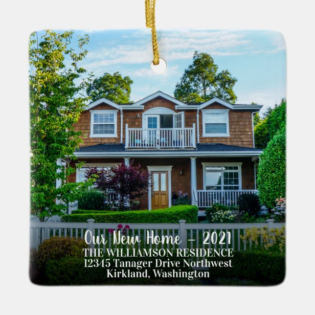 Ornement En Céramique Personnalisé 2 Côté Nouvelle Photo Maison Avec Ann (Devant)