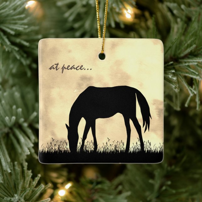 Ornement En Céramique Personnalisé À Peace Horse Pâturage Noël (Arbre)