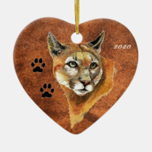 Ornement En Céramique Personnalisé, Cougar Daté, Puma, Animal Lion de mo