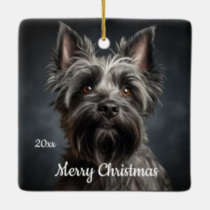 Ornement En Céramique Personnalisé Date Noël Cairn Terrier chien animal