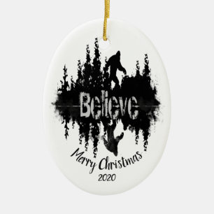 Ornement En Céramique Personnalisé Dated Believe Sasquatch Big Foot Lége