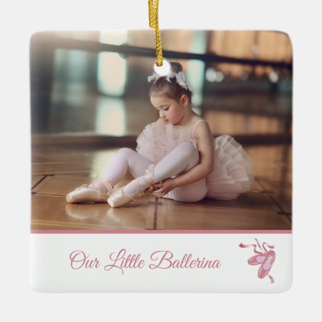 Ornement En Céramique Personnalisé Élégant Notre Petite Ballerina Rose B (Devant)