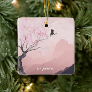 Ornement En Céramique Personnalisé en paix Noël de montagne japonais