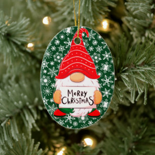 Ornement en céramique personnalisé Gnome de Noël