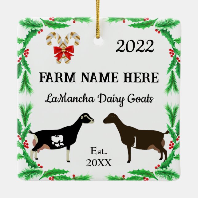 Ornement En Céramique Personnalisé La Mancha ferme de chèvres laitières  (Dos)