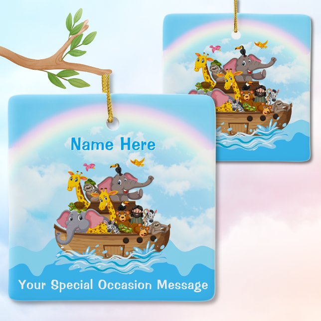 Ornement En Céramique Personnalisé, l'ornement d'arche de Noé pour n'imp (Noah's Ark Christmas Tree Ornament, for your Noah's Ark Christmas Tree. Noah's Ark Ornament, Custom.)