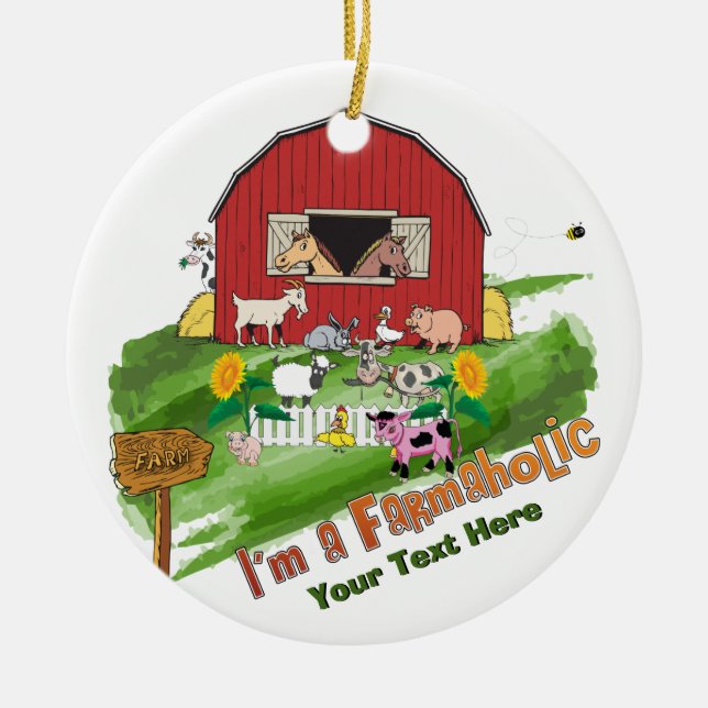 Ornement En Céramique PERSONNALISER - Agriculture en ligne Ornament farm (Devant)