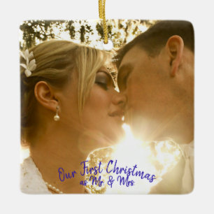 Ornement En Céramique Personnaliser Mariage Photo Peacock Feather