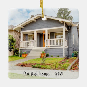 Ornement En Céramique Personnaliser Notre Photo De Première Maison Avec 