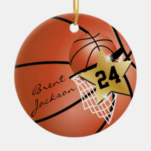 Ornement En Céramique Personnaliser Super ⭐ Star Player 🏀 Basketball