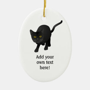 Ornement En Céramique Personnaliser un chat noir mignon