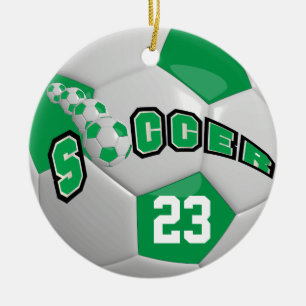 Ornement En Céramique Personnalisez le vert du ballon de football