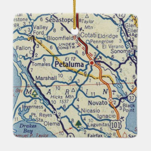 Ornement En Céramique Petaluma Classic Map