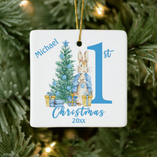 Ornement En Céramique Peter Rabbit 1er Premier Bleu Vacances Personnalis