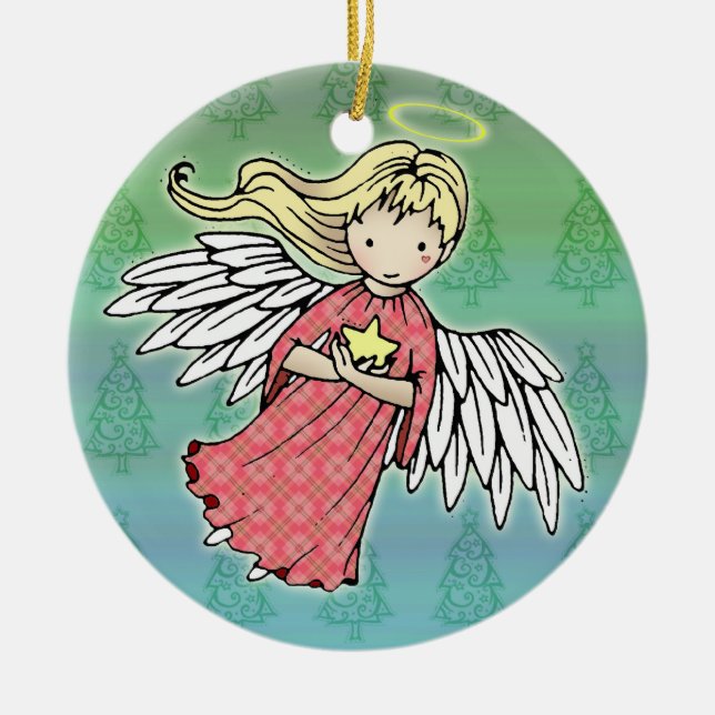 Ornement En Céramique Petit Ange de Noël (Devant)