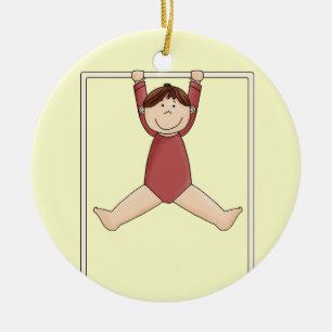 Ornement En Céramique Petit gymnaste sur barre haute