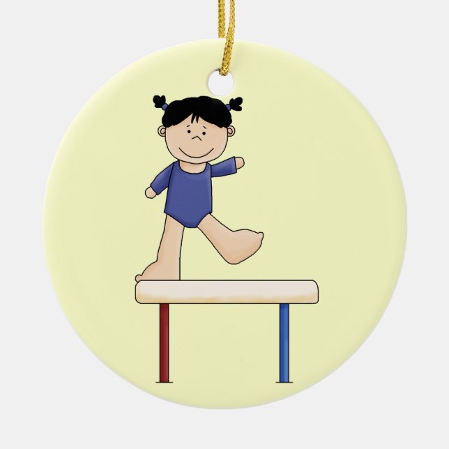 Ornement En Céramique Petit Gymnaste sur le faisceau d'équilibre (cheveu (Devant)