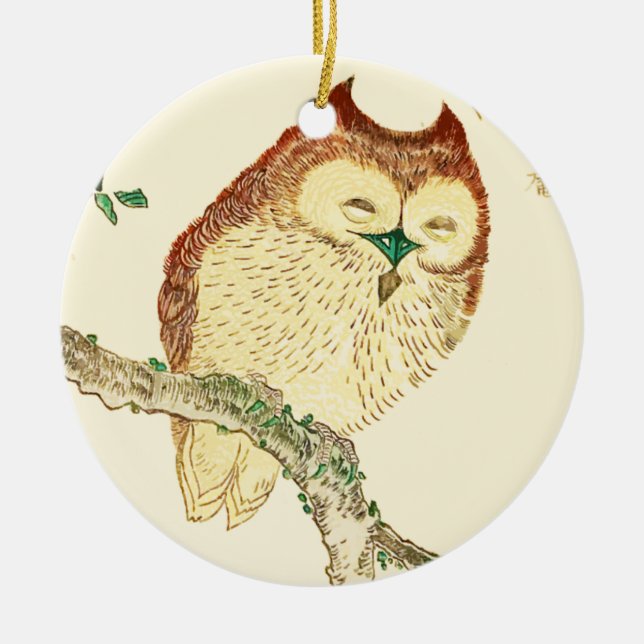 Ornement En Céramique Petit hibou japonais (Devant)
