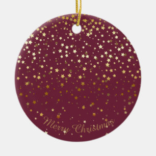 Ornement En Céramique Petite Golden Stars Ornament de Noël-Plum