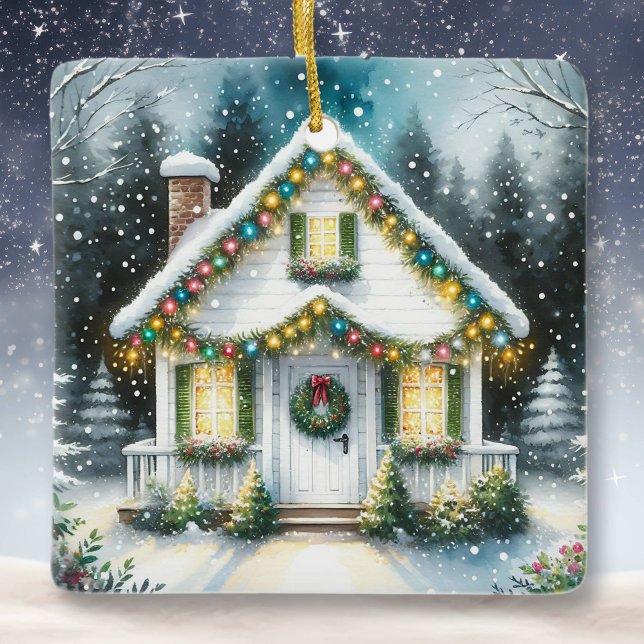 Ornement En Céramique Petite maison Noël personnalisé (Créateur téléchargé)