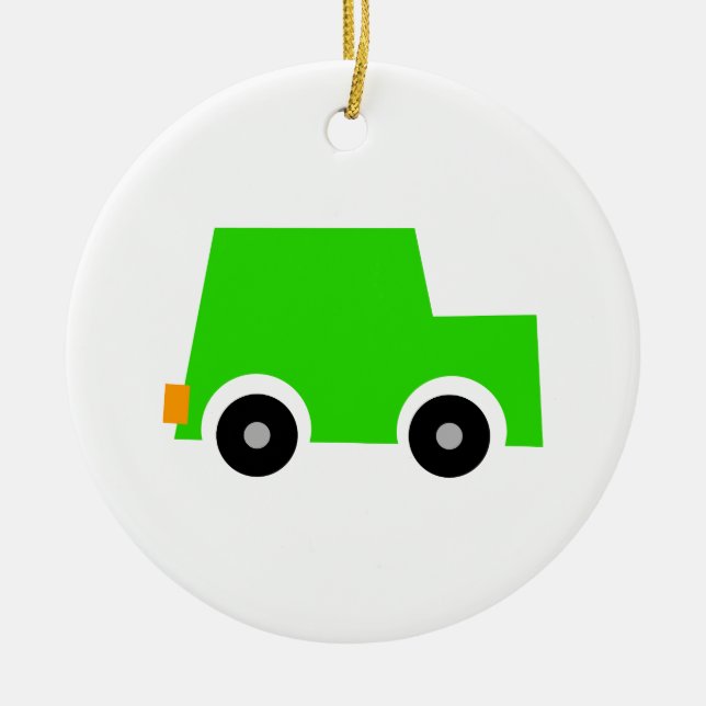 Ornement En Céramique Peu de voiture verte (Devant)
