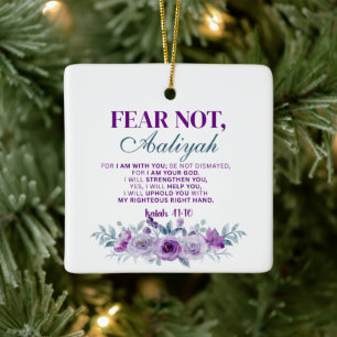 Ornement En Céramique Peur Personnalisée Non Esaïe 41:10 Fleur Violet