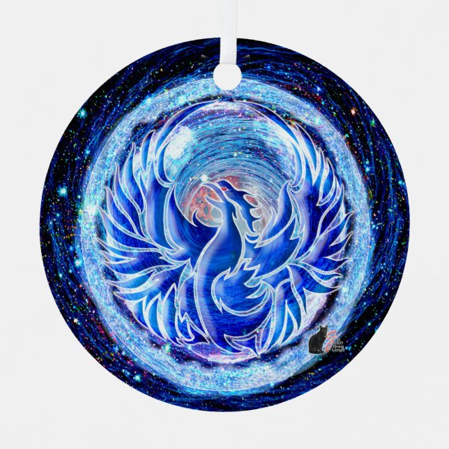 Ornement en céramique Phoenix Bleu (Recto)
