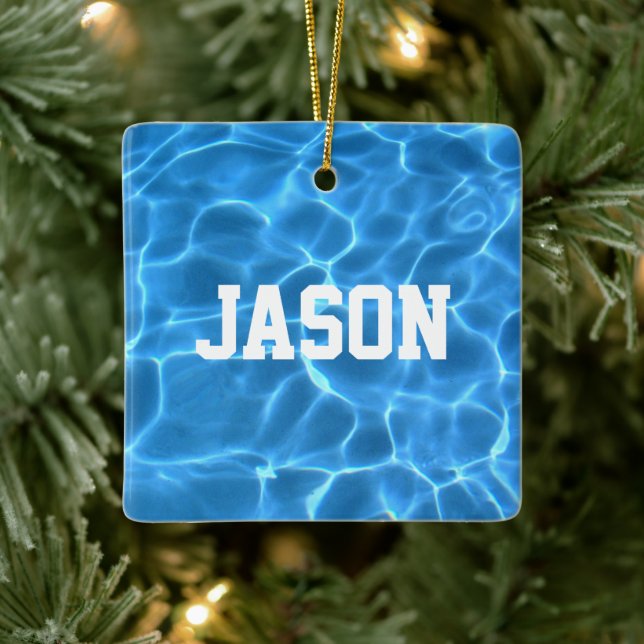 Ornement En Céramique Photo Aqua Blue Swimmer ou Diver personnalisée (Arbre)