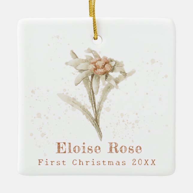 Ornement En Céramique Photo Baby First Christmas Edelweiss (Devant)