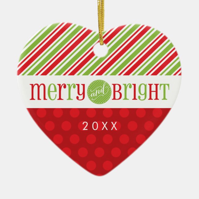 Ornement En Céramique PHOTO CHRISTMAS HEART ORNAMENT :: Joyeux & lumineu (Devant)