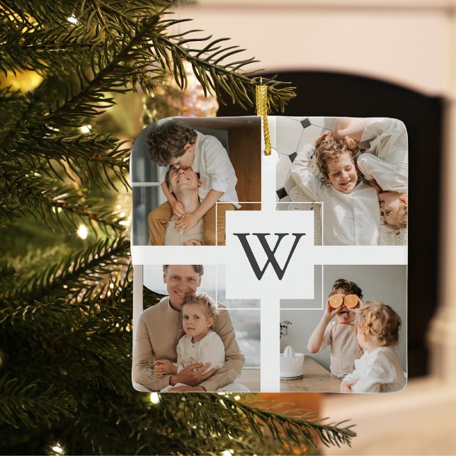 Ornement En Céramique Photo Collage minimaliste tendance (Créateur téléchargé)