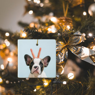 Ornement En Céramique Photo de chien moderne Joyeux Noël