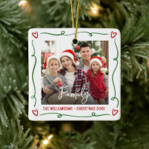 Photo de famille de Noël Rouge Vert Dessin à la ma