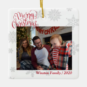 Ornement En Céramique Photo de famille Texte personnalisé Xmas