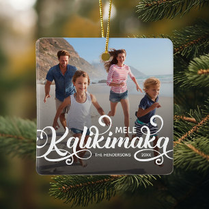 Ornement En Céramique Photo de Noël de Mele Kalikimaka