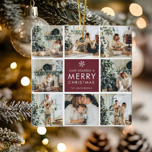 Ornement En Céramique Photo de Noël personnalisé