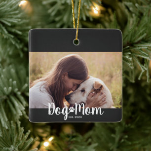 Ornement En Céramique Photo de script de maman de chien établi