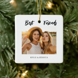 Ornement En Céramique Photo des meilleurs amis personnalisée