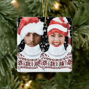 Ornement En Céramique Photo drôle Noël personnalisé