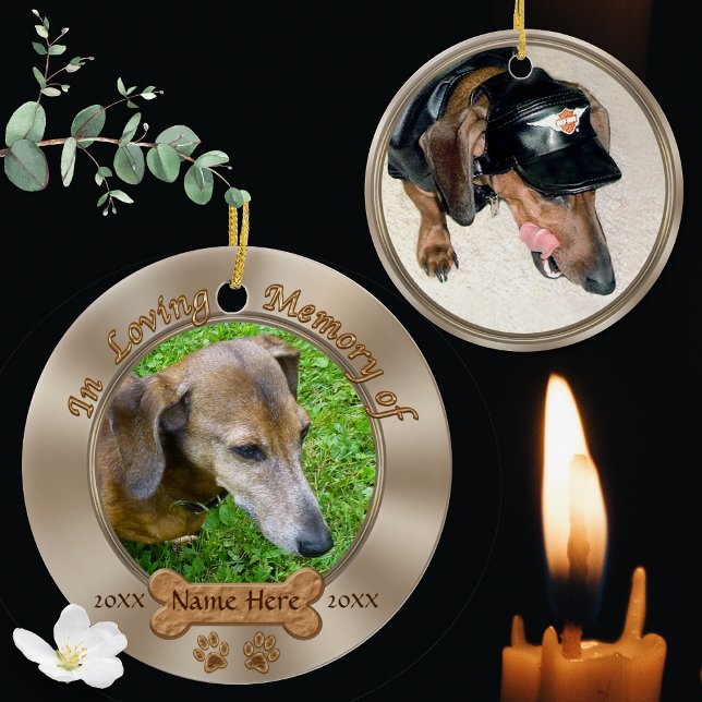 Ornement En Céramique Photo et nom de l'ornement commémoratif de chien p (Créateur téléchargé)