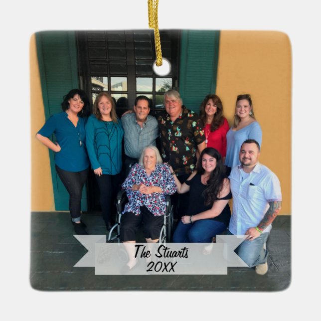 Ornement En Céramique Photo familiale simple recto sur mesure Noël (Devant)